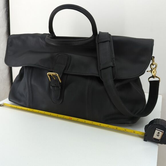 COACH Leather Weekender Duffel Gym Shoulder Bag Black Travel 1995 K5B-0522 VTG - Picture 4 of 11